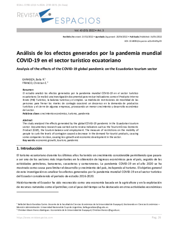 (PDF) Análisis de los efectos generados por la pandemia mundial COVID ...