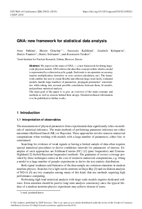 (PDF) GNA: new framework for statistical data analysis