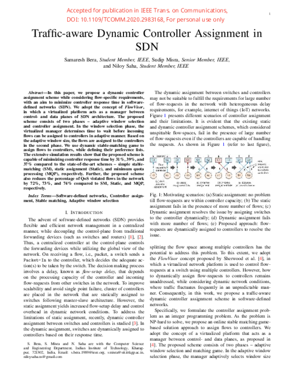 (PDF) Traffic-Aware Dynamic Controller Assignment in SDN