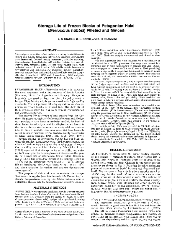 (PDF) Storage Life of Frozen Blocks of Patagonian Hake (Merluccius ...