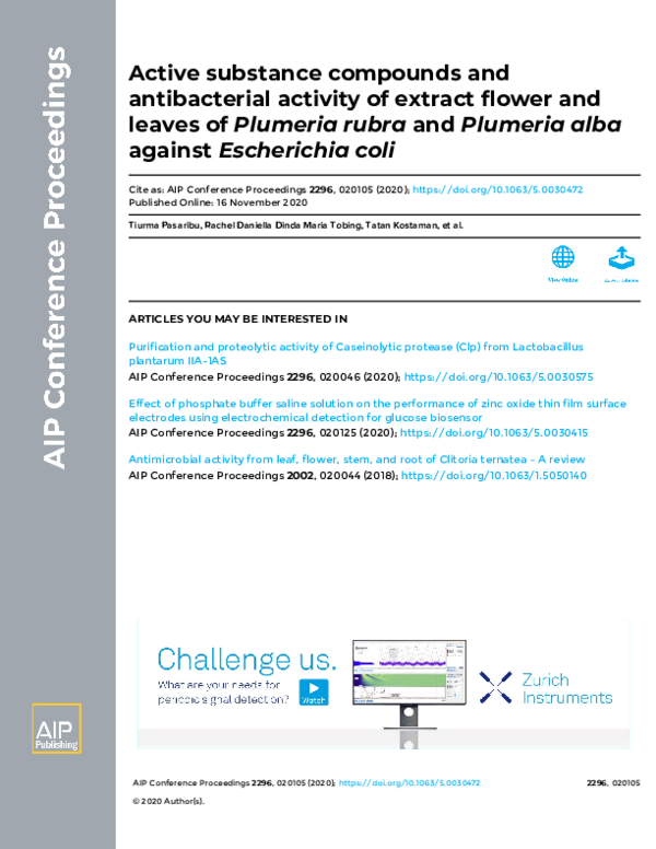 (PDF) Active substance compounds and antibacterial activity of extract ...