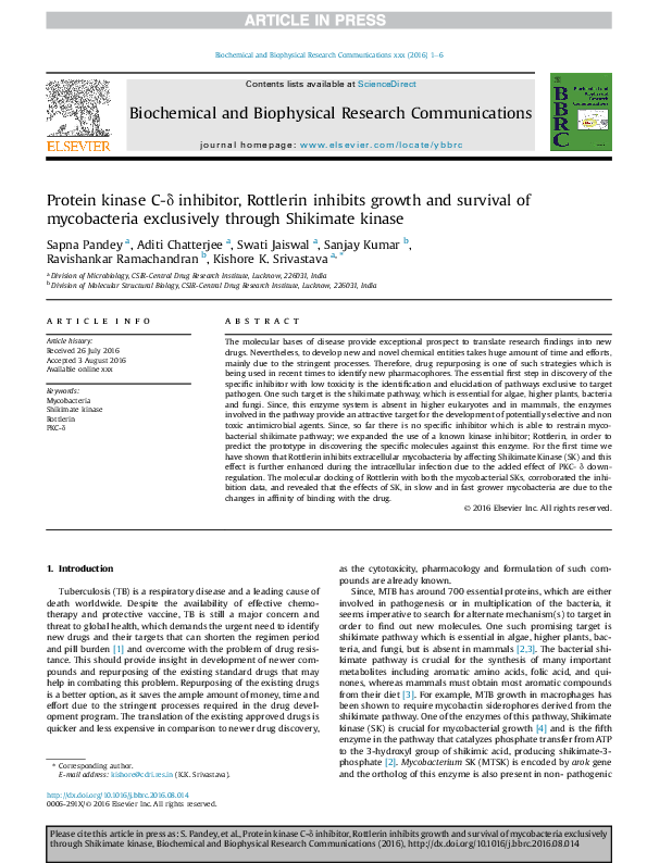 (PDF) Protein kinase C-δ inhibitor, Rottlerin inhibits growth and ...