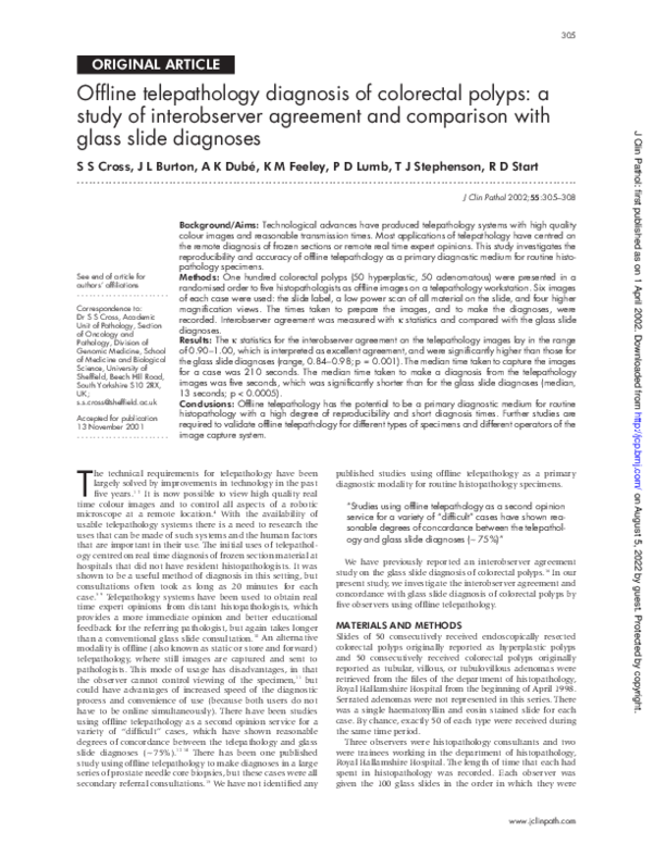 (PDF) Offline telepathology diagnosis of colorectal polyps: a study of ...