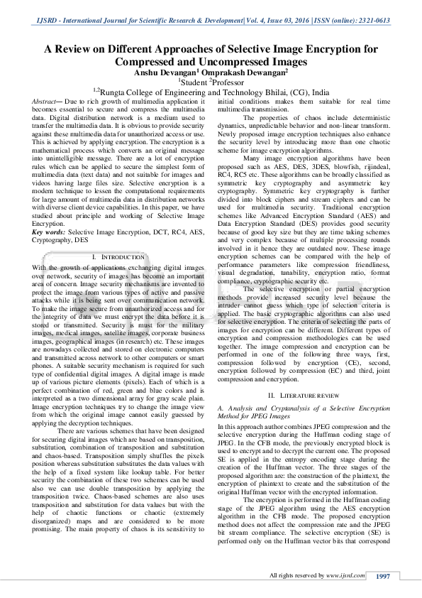 (PDF) A Review on Different Approaches of Selective Image Encryption ...