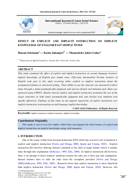 (PDF) Effect of Explicit and Implicit Instruction on Implicit Knowledge ...