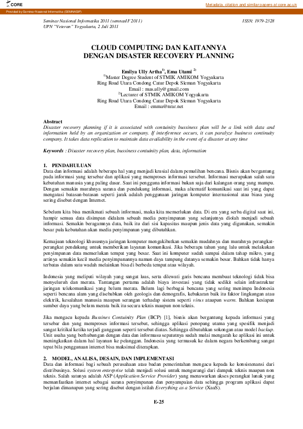 (PDF) Cloud Computing Dan Kaitannya Dengan Disaster Recovery Planning