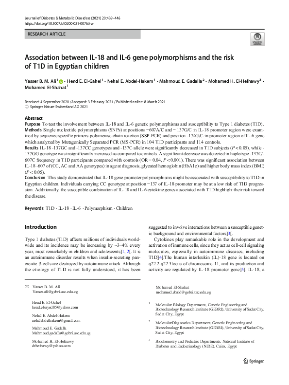 (PDF) Association between IL-18 and IL-6 gene polymorphisms and the ...
