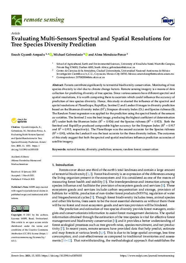 (PDF) Evaluating Multi-Sensors Spectral and Spatial Resolutions for ...