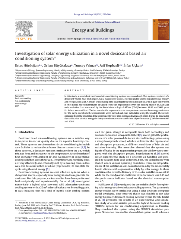 (PDF) Investigation of solar energy utilization in a novel desiccant ...