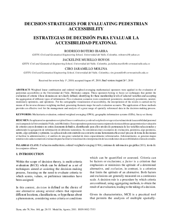 (PDF) Decision Strategies for Evaluating Pedestrian Accessibility ...