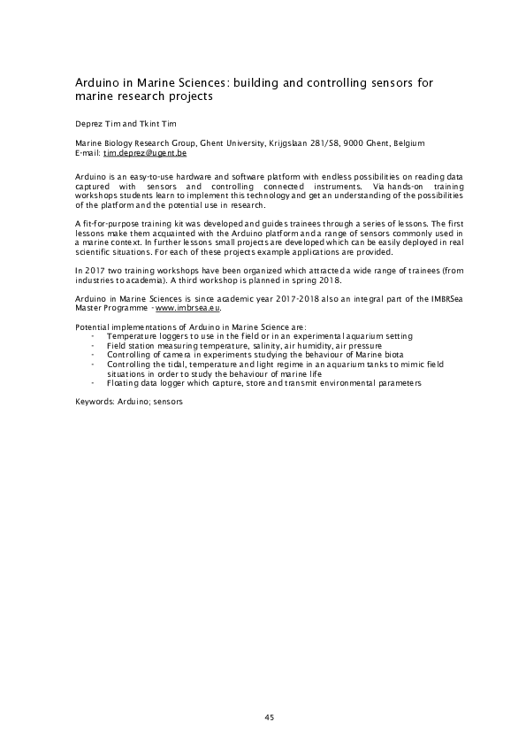 (PDF) Arduino in Marine Sciences: building and controlling sensors for ...