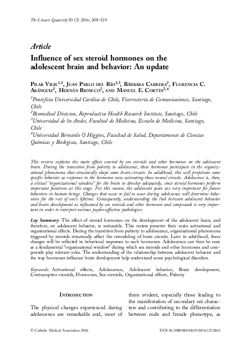 (PDF) Influence of Sex Steroid Hormones on the Adolescent Brain and ...