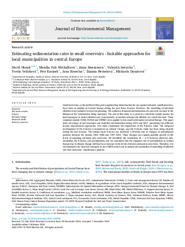 (PDF) Estimating sedimentation rates in small reservoirs - Suitable ...