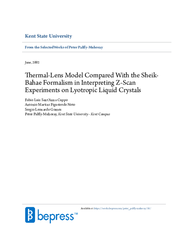 (PDF) Thermallens model compared with the SheikBahae formalism in