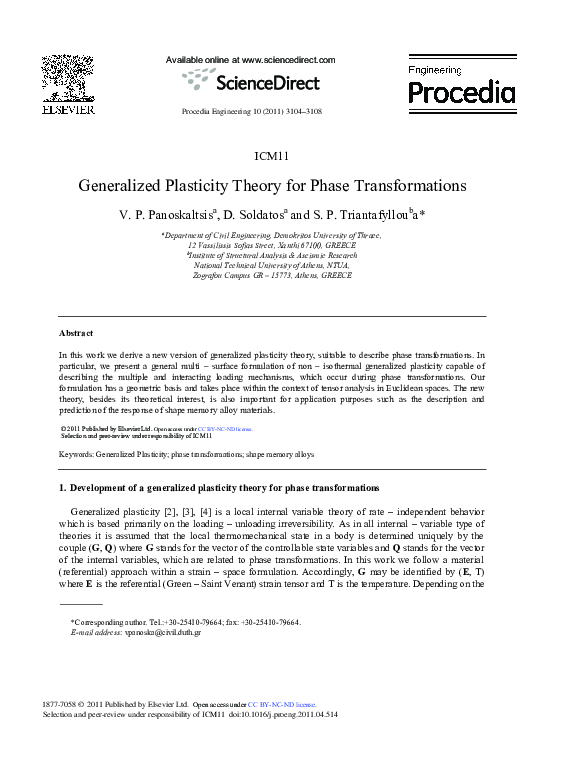 (PDF) Generalized Plasticity Theory for Phase Transformations