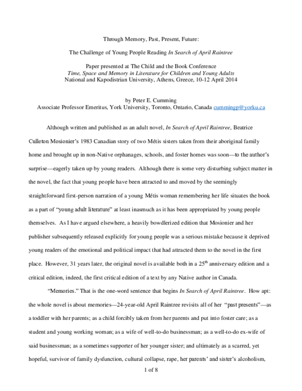 (PDF) Through Memory, Past, Present, Future: The Challenge of Young ...