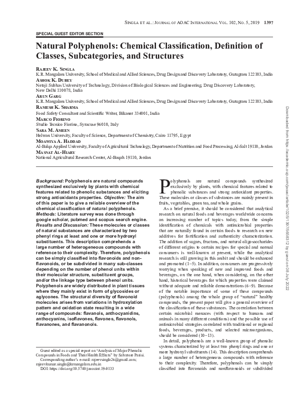 (PDF) Natural Polyphenols Chemical Classification, Definition of