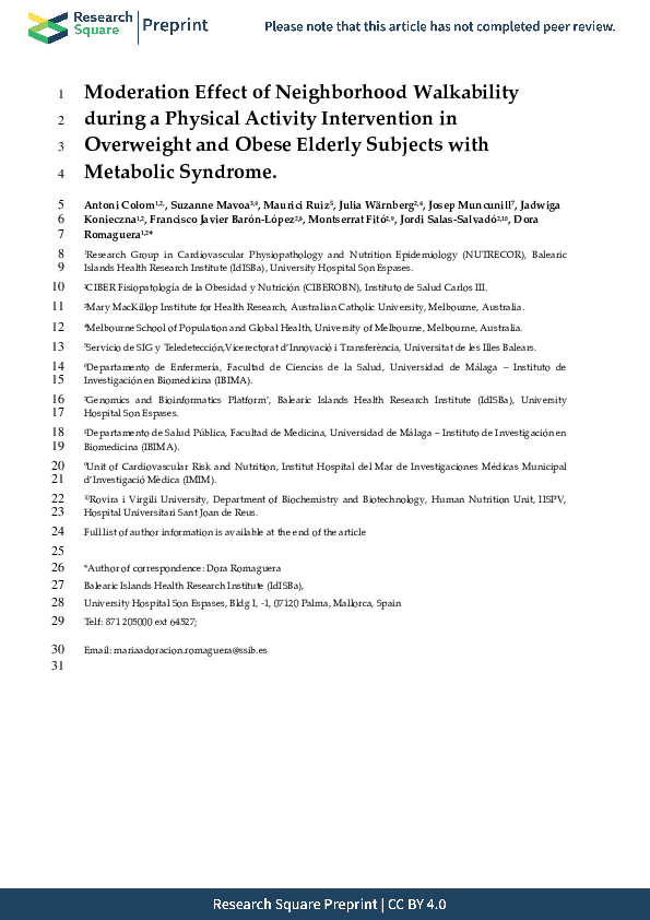 (PDF) Neighborhood Walkability and Physical Activity in Seniors
