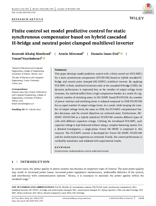 (PDF) Finite control set model predictive control for dc voltage ...