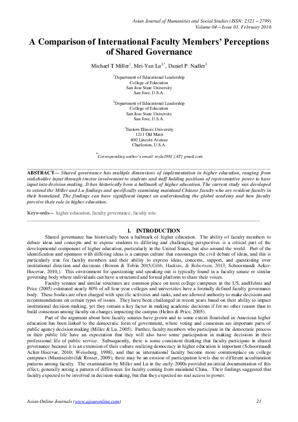 (PDF) A Comparison of International Faculty Members’ Perceptions of ...