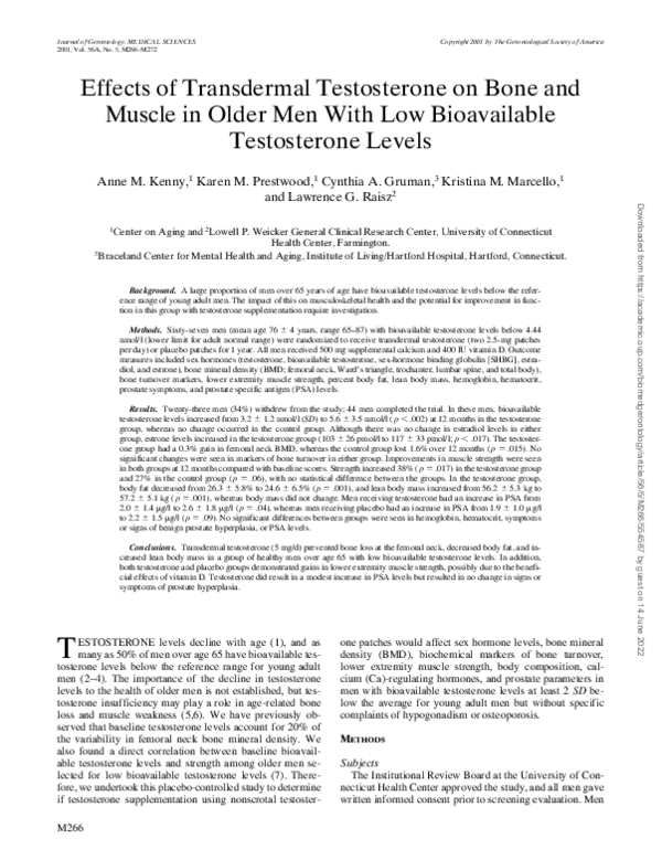 (PDF) Effects of Transdermal Testosterone on Bone and Muscle in Older ...