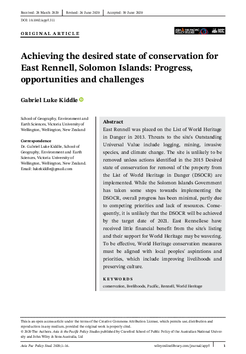 (PDF) Achieving the desired state of conservation for East Rennell ...