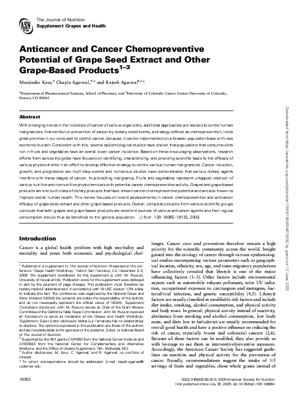 (PDF) Anticancer and Cancer Chemopreventive Potential of Grape Seed ...