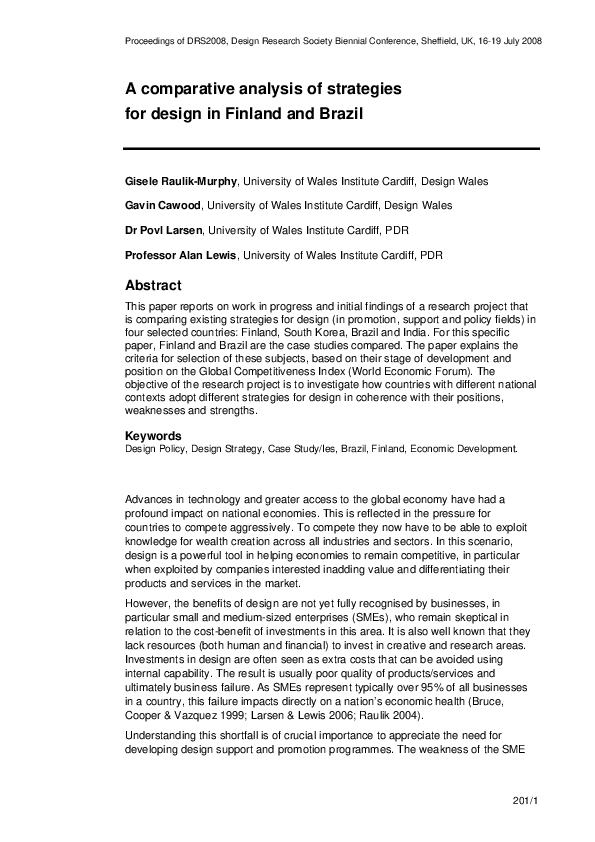 (PDF) A comparative analysis of strategies for design in Finland and Brazil