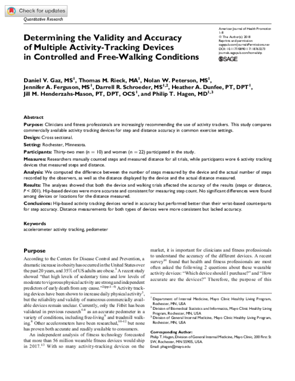 (PDF) Determining the Validity and Accuracy of Multiple Activity
