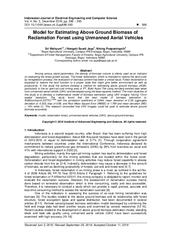 (PDF) Model for Estimating Above Ground Biomass of Reclamation Forest ...