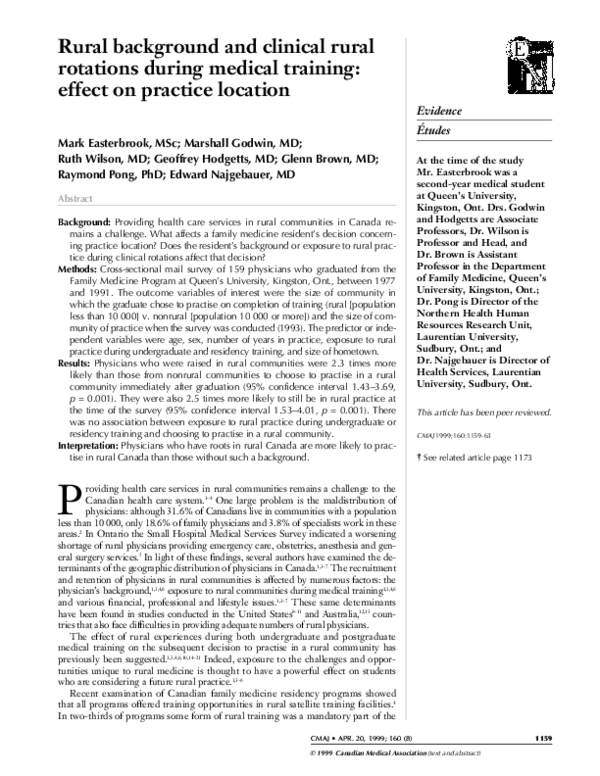 (PDF) Rural background and clinical rural rotations during medical ...