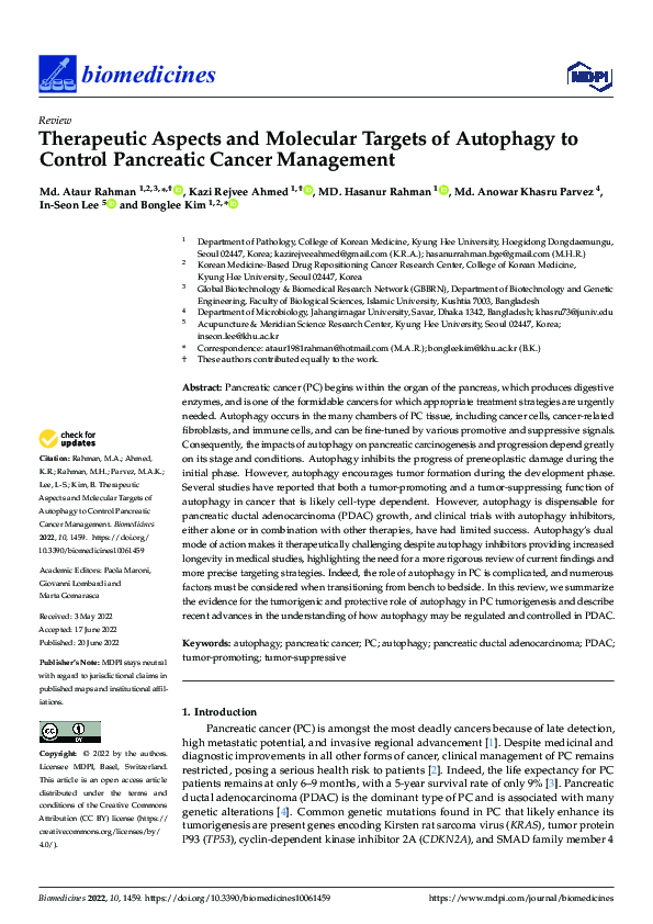 (PDF) Therapeutic Aspects and Molecular Targets of Autophagy to Control ...
