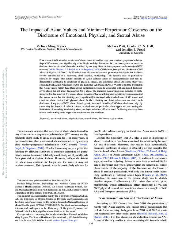 (PDF) The impact of asian values and victim−perpetrator closeness on ...