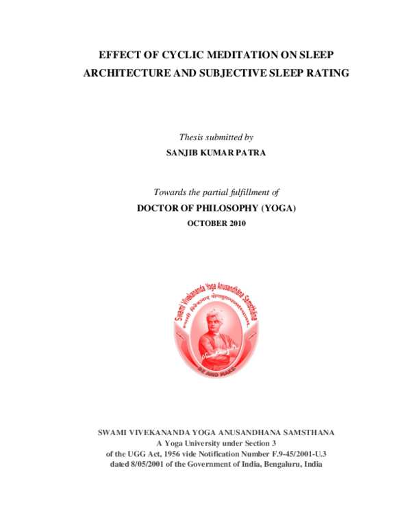 (PDF) Effect of cyclic meditation on sleep architecture and subjective ...