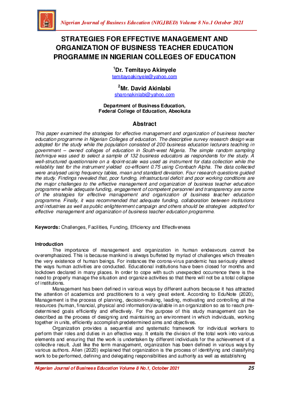(PDF) Strategies for Effective Management and Organization of Business ...