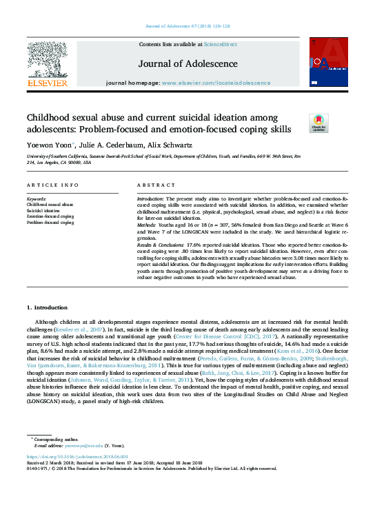 (PDF) Childhood sexual abuse and current suicidal ideation among ...