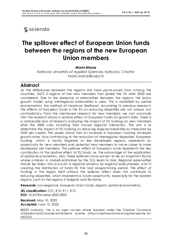 (PDF) The spillover effect of European Union funds between the regions ...