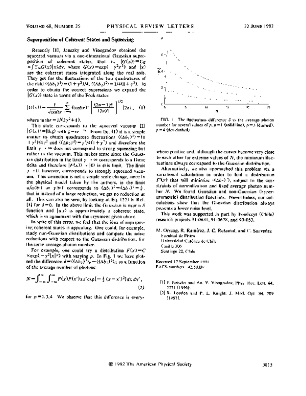(PDF) Superposition of coherent states and squeezing