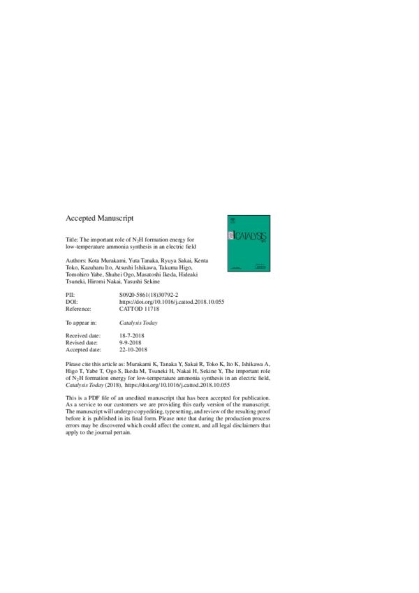 (PDF) The important role of N2H formation energy for low-temperature ...