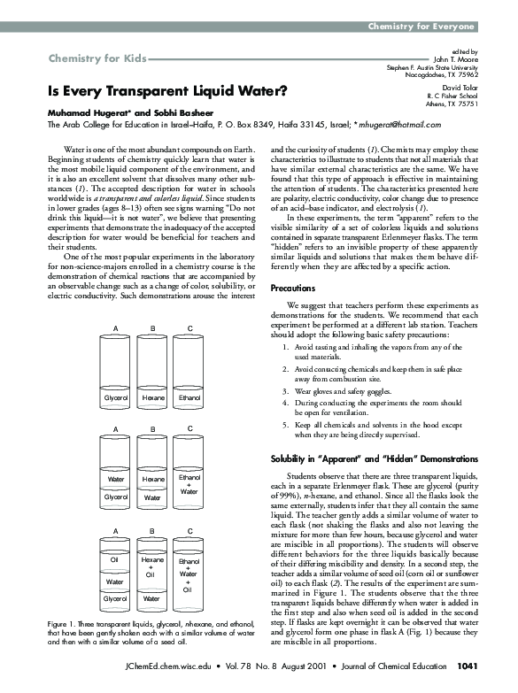 (PDF) Is Every Transparent Liquid Water?
