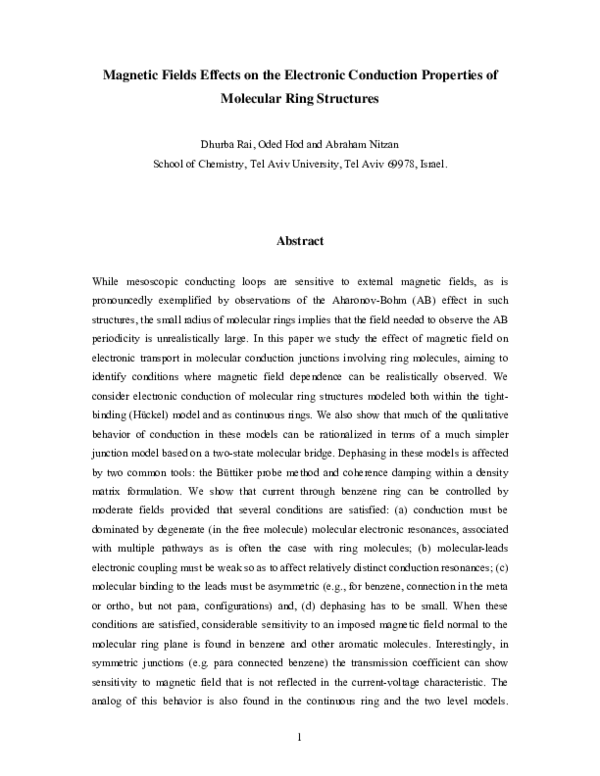 (PDF) Magnetic fields effects on the electronic conduction properties ...