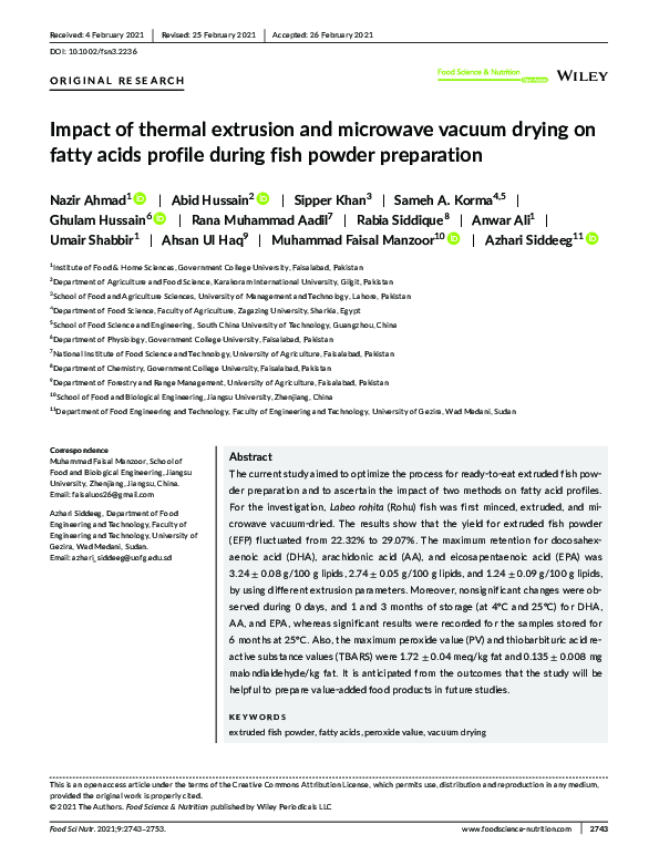 (PDF) Impact of thermal extrusion and microwave vacuum drying on fatty ...