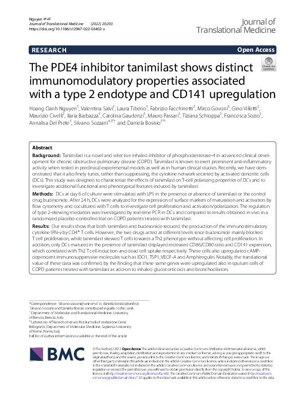 (PDF) The PDE4 inhibitor tanimilast shows distinct immunomodulatory ...