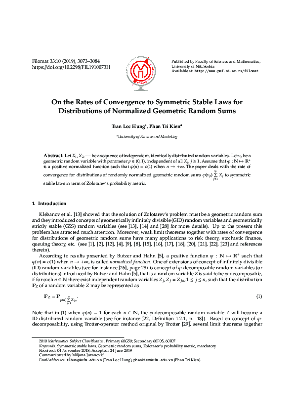 (PDF) On the rates of convergence to symmetric stable laws for ...
