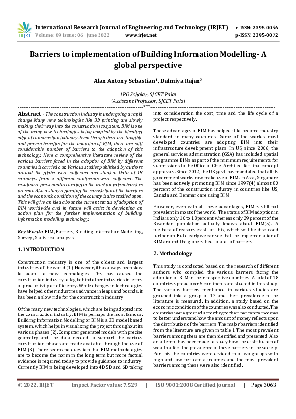 (PDF) Barriers to implementation of Building Information Modelling-A ...