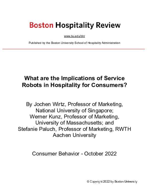 (PDF) What are the Implications of Service Robots in Hospitality for ...