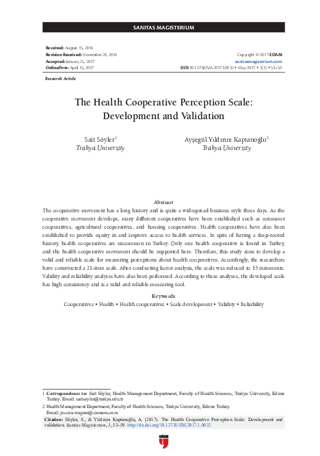 (PDF) The Health Cooperative Perception Scale: Development and Validation