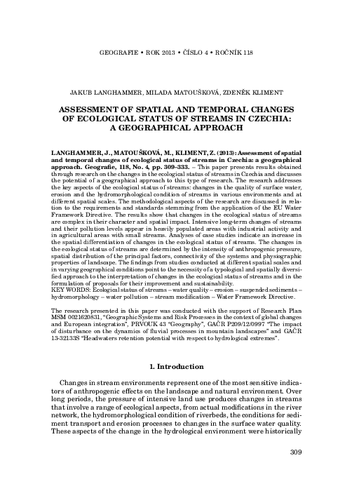 (PDF) Assessment of spatial and temporal changes of ecological status ...