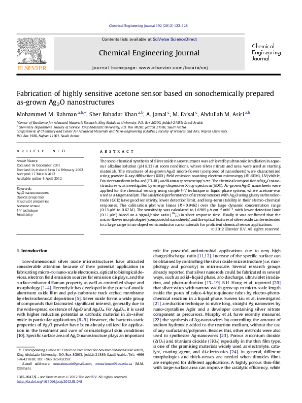 (PDF) Fabrication of highly sensitive acetone sensor based on ...