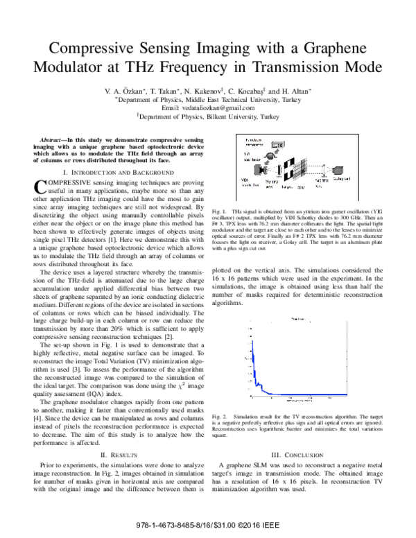 (PDF) Compressive sensing imaging with a graphene modulator at THz ...